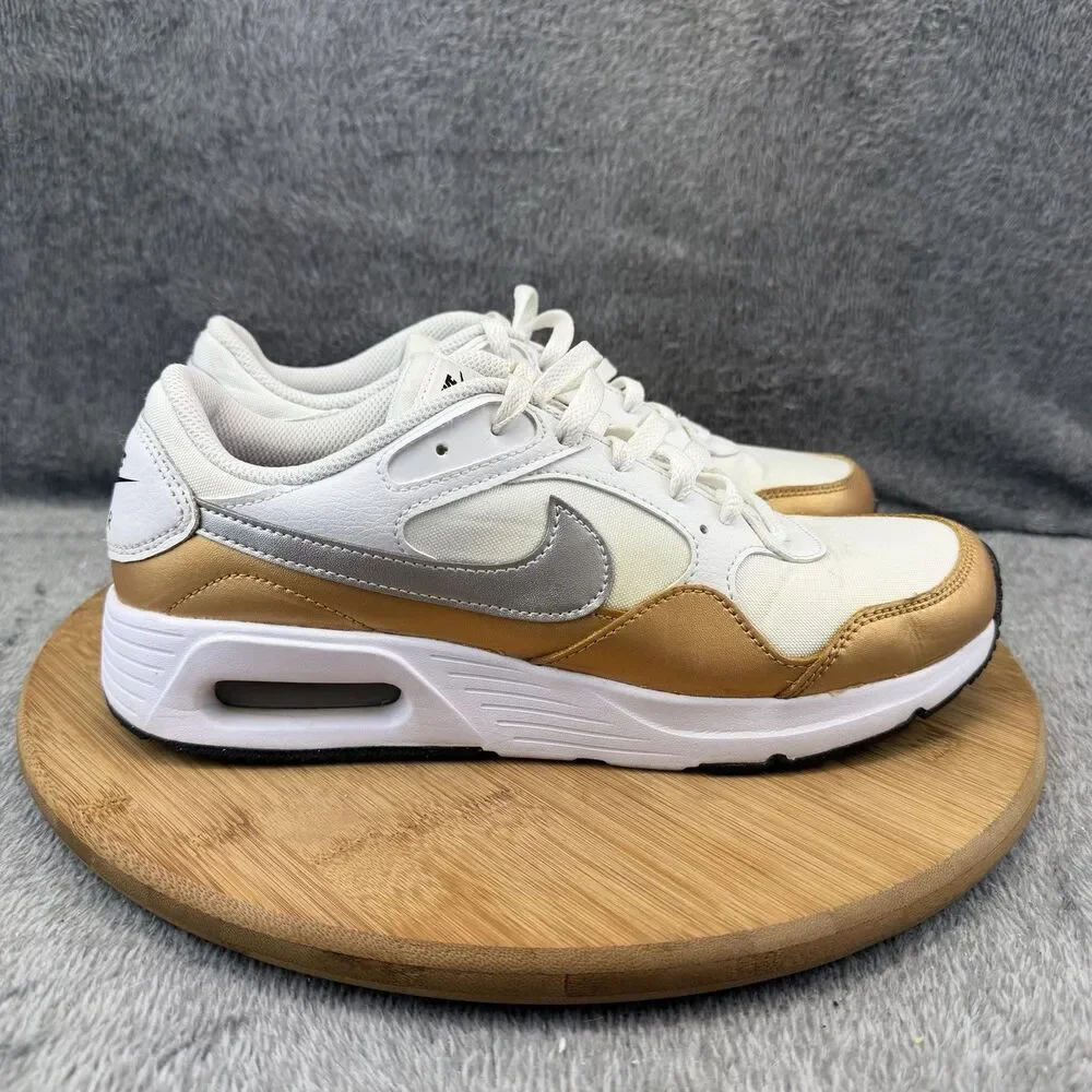 Nike Air Max SC Shoes Womens Size 9.5 White Gold Silver Sneakers CW4554-107